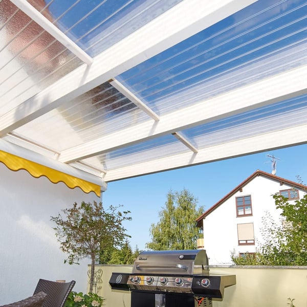 Acrylglas kanaalplaat 16 mm, helder, als terrasoverkapping boven barbecueplaats