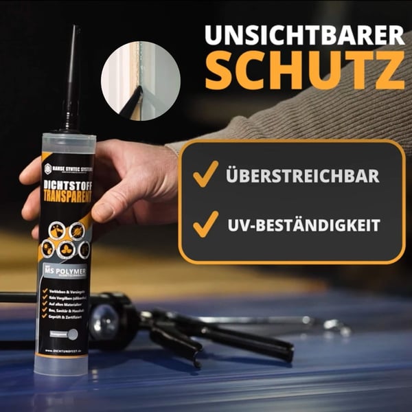 Kit TRANSPARANT koker in hand, toepassing op kozijn, info over UV-bestendigheid