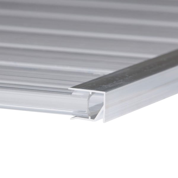 Afsluitprofiel onderzijde van blank aluminium, 16 mm, detailweergave van profielrand