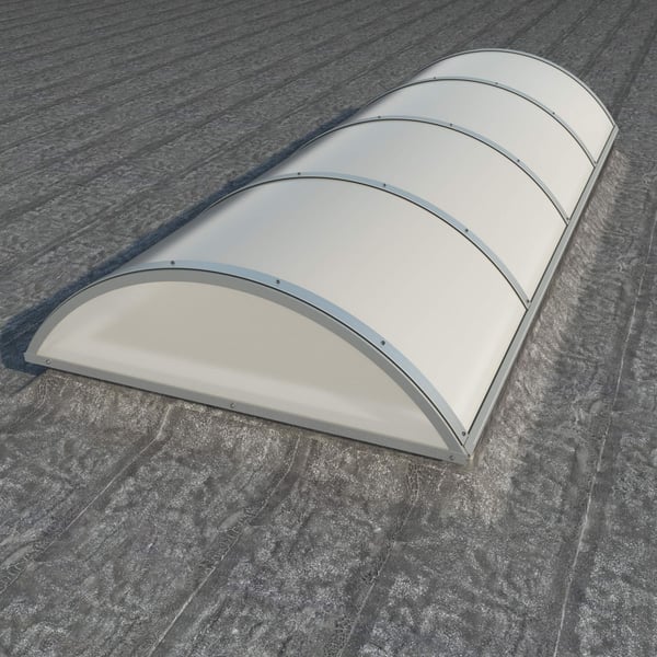 Alumon polycarbonaat lichtkoepel opaal wit 10 mm, gemonteerd op een plat dak