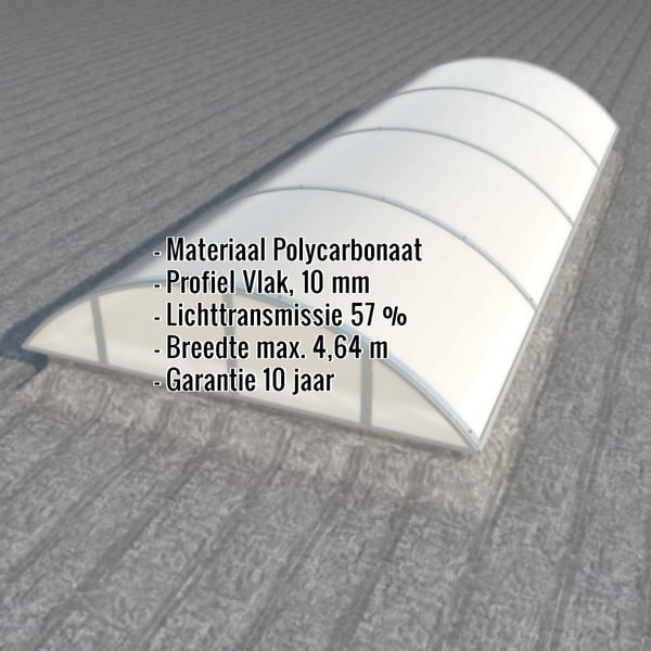 Alumon lichtstraat | Type 1/5 | Buitenkant opstand 2,64 m | Opaal wit