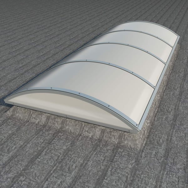 Alumon polycarbonaat lichtplaat opaal wit 10 mm, gebogen, op grijze ondergrond, hoofdweergave