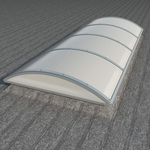 Alumon polycarbonaat lichtplaat 10 mm opaal wit, gebogen, op donkere ondergrond