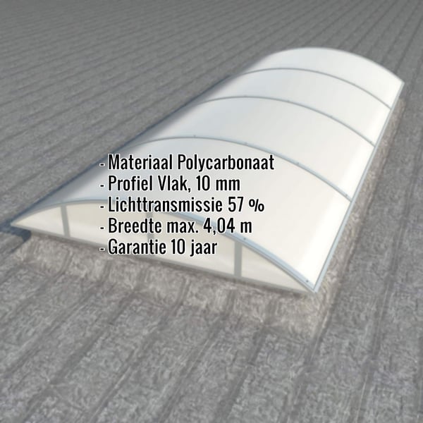 Alumon polycarbonaat lichtplaat, opaal wit, 10 mm, met ingebedde productgegevens
