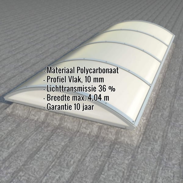 Alumon polycarbonaat lichtplaat opaal wit, 10 mm, met ingebedde productgegevens