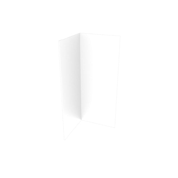 Binnenhoek van staal, 0,75 mm dik, zuiverwit RAL 9010, 25 µm polyestercoating, vrijstaand