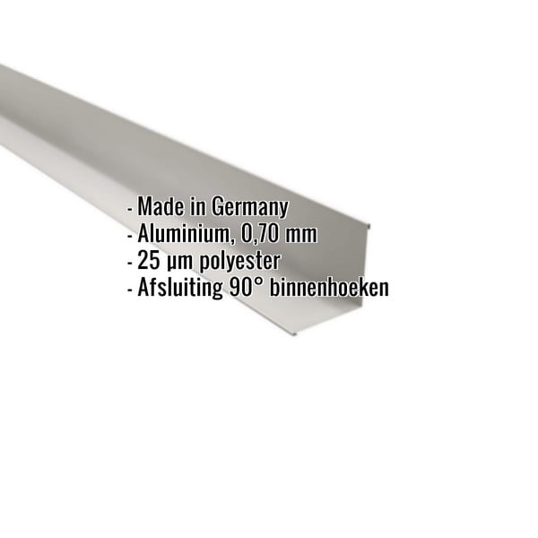 Binnenhoek aluminium Zilver-Metallic met ingebouwde gegevens over materiaal, dikte en coating