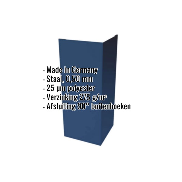 Buitenhoek staal Gentiaanblauw RAL 5010 met ingebedde productgegevens