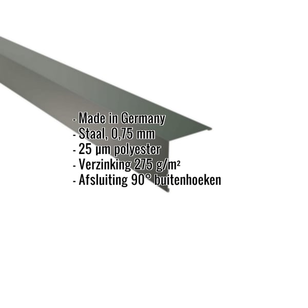 Buitenhoek | 11,5 x 11,5 cm | Staal 0,75 mm | 25 µm Polyester | 6020 - Chroomoxydegroen