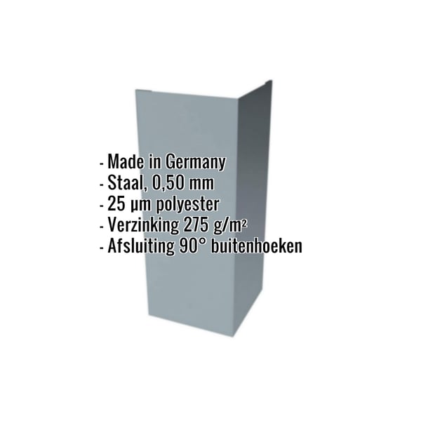 Buitenhoek van staal, Pelsgrijs RAL 7000, 0,50 mm, met ingebouwde specificaties