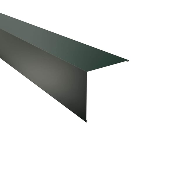 Buitenhoek aluminium mosgroen RAL 6005, 0,70 mm dikte, 25 µm polyestercoating, hoofdaanzicht