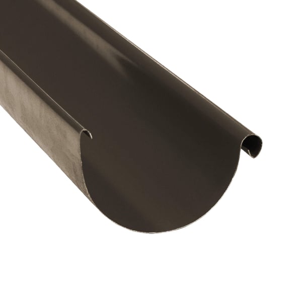 Dakgoot van bruin staal met 50 µm polyurethaan coating, hoofdaanzicht