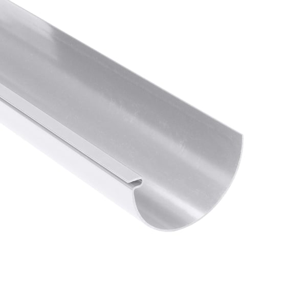 Dakgoot van grijs PVC van Plastmo, detail van de halfronde vorm