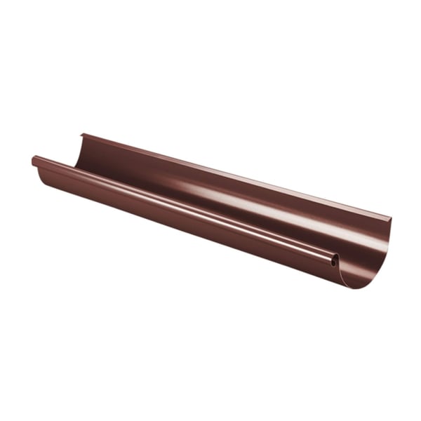 Stalen dakgoot in chocoladebruin (RAL 8017) met 50 µm polyurethaan coating, hoofdweergave