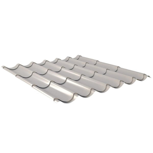 Dakpanplaat 2/1060, 0,50 mm staal, lichtgrijs RAL 7035, 25 µm polyester coating