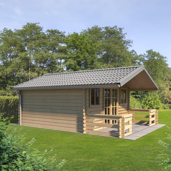 Tuinhuis met luifel, bedekt met dakpanplaat 2/1060 Zilver-Metallic, Weckman