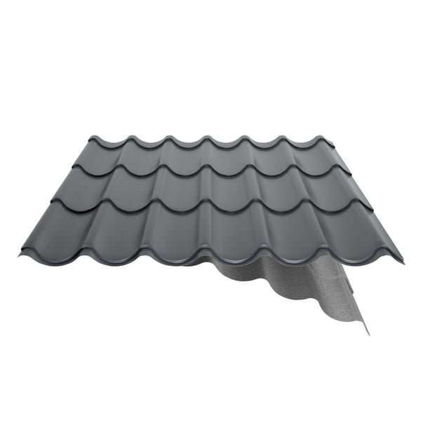 Dakpanplaat 2/1060 donkergrijs, matpolyester gecoat, onderzijde met anticondensvilt