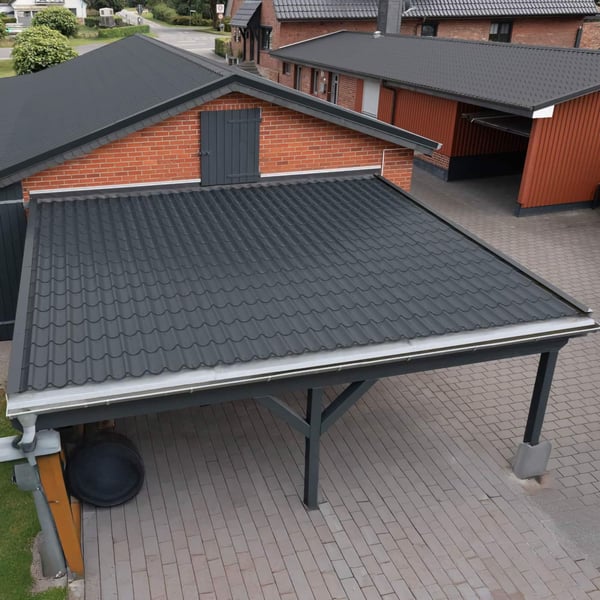 Carport met dak van dakpanplaat aluminium antracietgrijs RAL 7016, legging