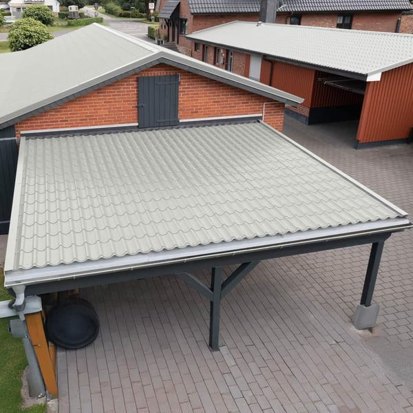 Carport met dak van dakpanplaat aluminium Zilver-Metallic, 0,70 mm