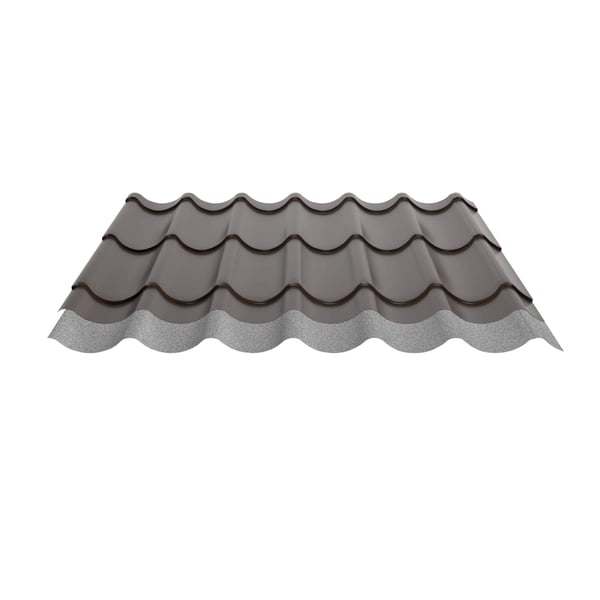 Dakpanplaat 2/1060 sepiabruin met anti-condensvlies aan onderzijde, detail