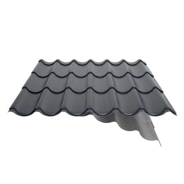 Dakpanplaat aluminium Antracietgrijs (RAL 7016) met gedeeltelijk verwijderd anti-condensvlies