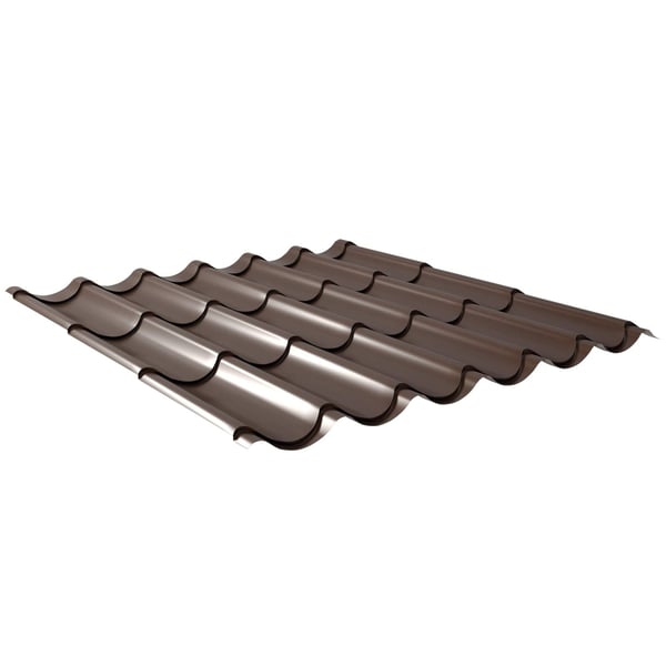 Dakpanplaat 2/1060 Sepiabruin, 0,50 mm, Weckman, hoofdweergave van de profielstructuur