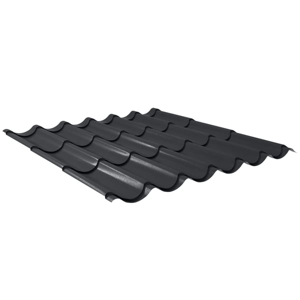 Dakpanplaat 2/1060 donkergrijs, 0,50 mm, mat polyester, bovenaanzicht