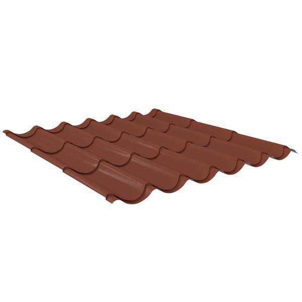 Dakpanplaat 2/1060 Terracotta, 0,50 mm, matpolyester gecoat, hoofdaanzicht