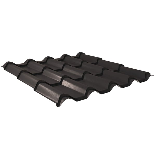 Dakpanplaat EUROPA donkergrijs, 0,50 mm staal, 35 µm matpolyester coating, hoofdaanzicht