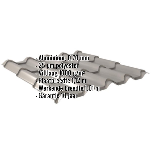 Dakpanplaat EUROPA aluminium 0,70 mm, grijs (RAL9007), met ingebedde productgegevens