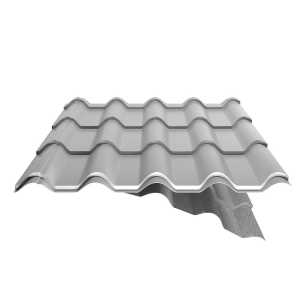 Dakpanplaat EUROPA Zilver-Metallic met zichtbaar anti-condensvlies en profielstructuur