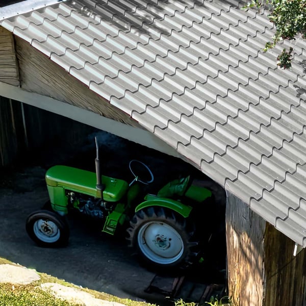 Carportdak met dakpanplaat EUROPA in Zilver-Metallic, 0,50 mm staal, 25 µm polyestercoating