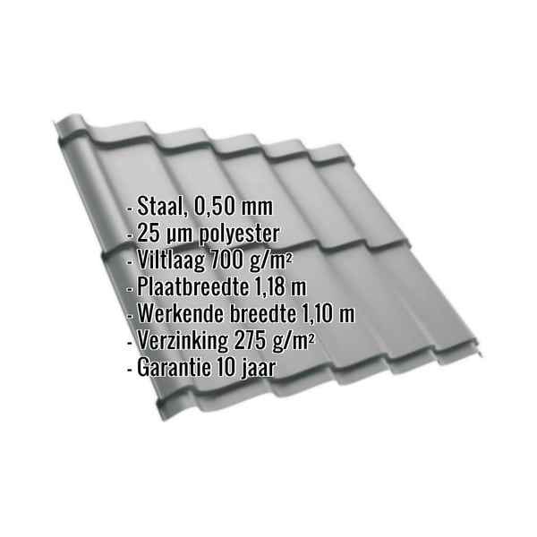 Dakpanplaat Szafir 350/15 Zilver-Metallic met ingebedde technische gegevens