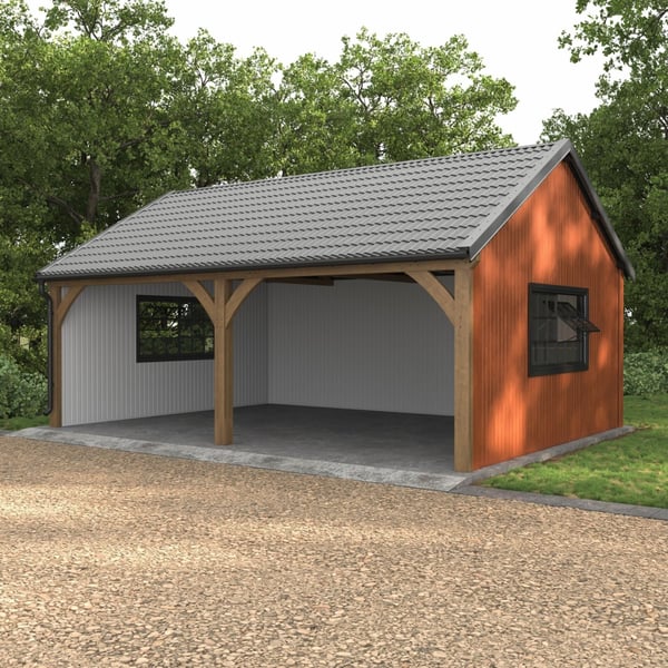 Carport met dak van dakpanplaat Szafir 350/15 Zilver-Metallic