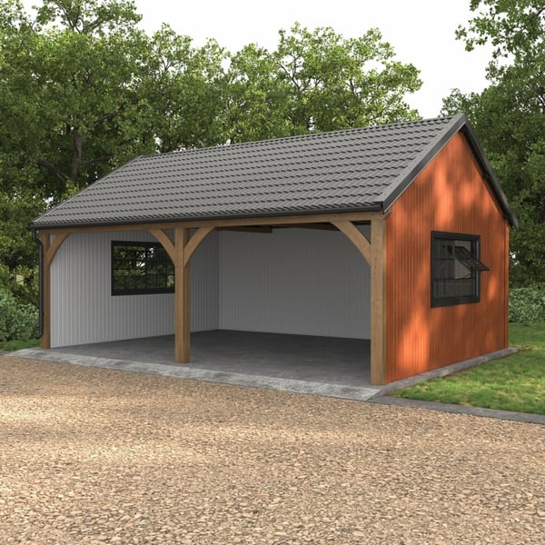 Plaatsing van de dakpanplaat Szafir 350/15 in grijs aluminiumkleurig op een carportdak