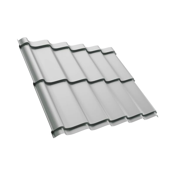 Dakpanplaat Szafir 350/15 Lichtgrijs, 0,50 mm staal, 25 µm polyester coating, hoofdaanzicht