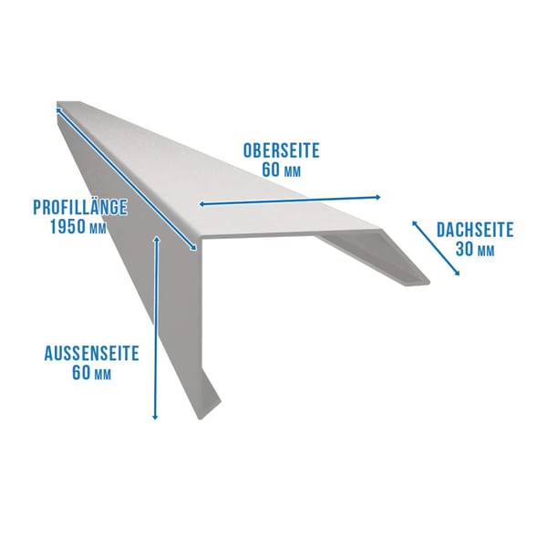 DACHPROTECT dakrandprofiel ISOS aluminium 1,50 mm Zilver-Metallic RAL 9006, technische tekening met maten