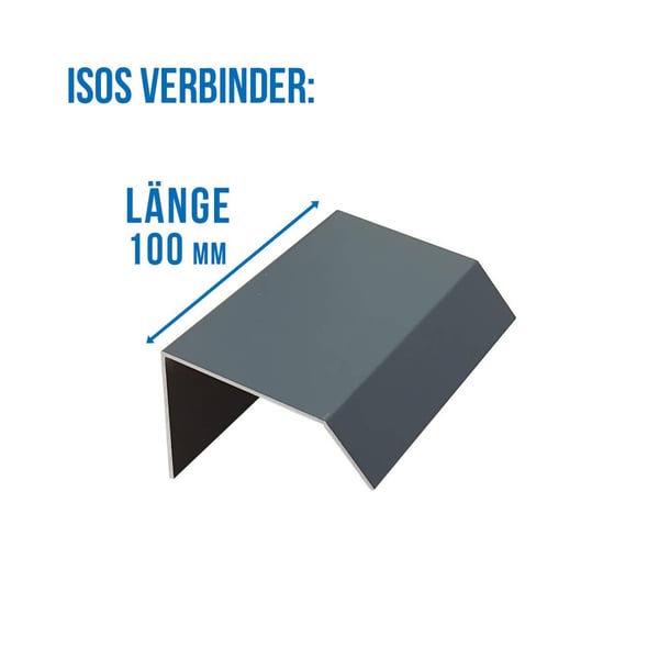 Dakrandprofiel verbinder ISOS aluminium 1,50 mm Antracietgrijs RAL 7016, lengte 100 mm, infografiek