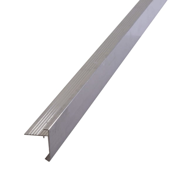 Dakrandprofiel van blank aluminium met geribbelde bovenzijde, hoofdaanzicht