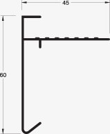 Technische tekening van het dakrandprofiel met afmetingen 45 mm en 60 mm