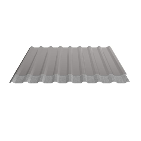 Damwandplaat 20/1100, grijs aluminiumkleurig, met grijze anticondensvliescoating aan de onderzijde
