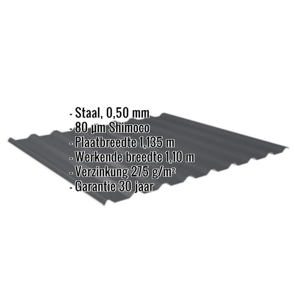 Damwandplaat 20/1100 antracietgrijs, 0,50 mm, met Shimoco coating en ingebedde specificaties