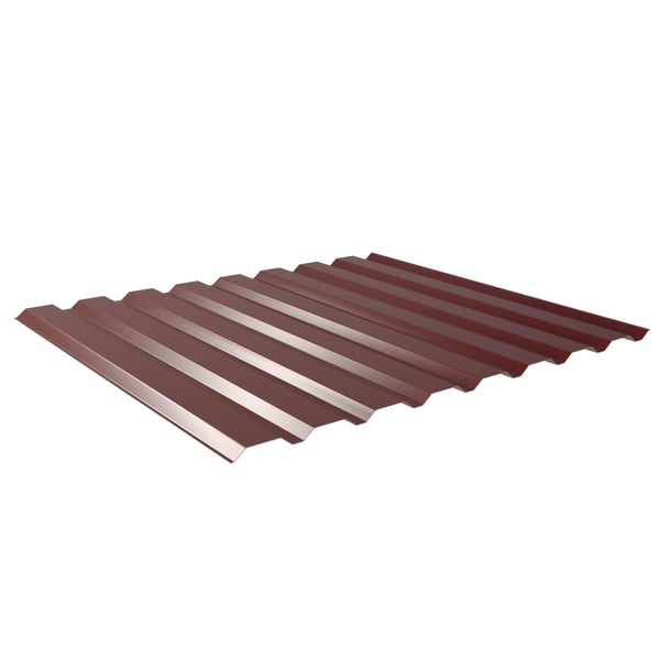 Damwandplaat 20/1100 wand Wijnrood RAL 3005, 0,50 mm, hoofdaanzicht schuin van boven