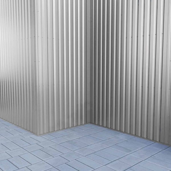 Damwandplaat 20/1100 Zilver-Metallic, detailaanzicht van de verticale wandmontage