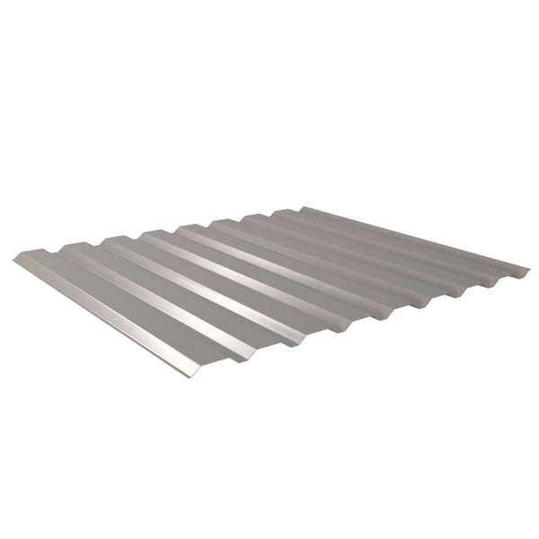 Damwandplaat 20/1100, grijs aluminiumkleurig, 0,50 mm dik, vrijstaand, schuin van boven