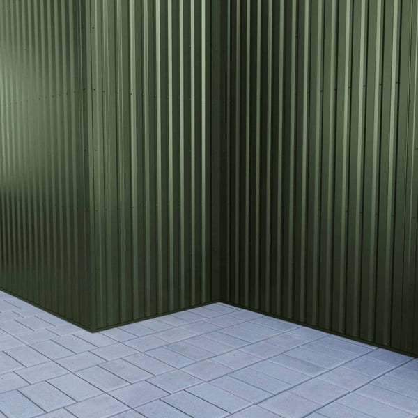 Hoek van een wandbekleding van chroomoxydegroene damwandplaat 20/1100, Weckman
