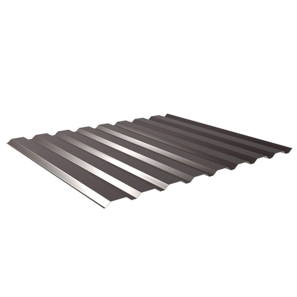 Damwandplaat 20/1100 wand, Chocoladebruin RAL 8017, 0,75 mm staal, bovenaanzicht schuin