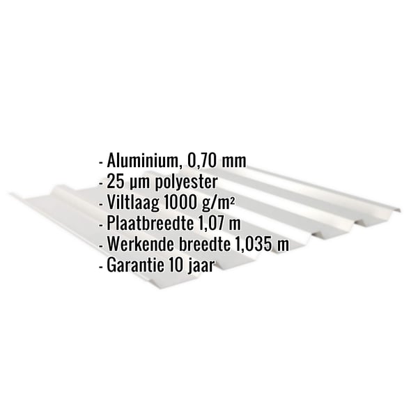 Damwandplaat 35/207 aluminium Zilver-Metallic, infografiek met specificaties en materiaaldetails
