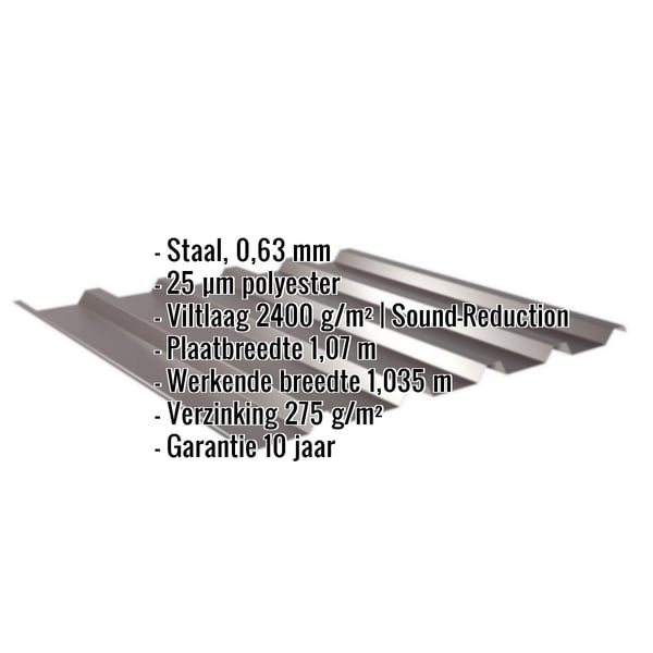 Damwandplaat 35/207 | Dak | Anti-Drup 2400 g/m² | Staal 0,63 mm | 25 µm Polyester | 8017 - Chocoladebruin
