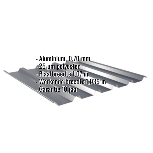 Damwandplaat 35/207 aluminium 0,70 mm antracietgrijs met ingebedde technische gegevens